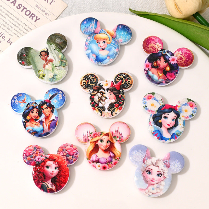 Embossed Mouse Head Acrylic Beads 39mm 10pcs