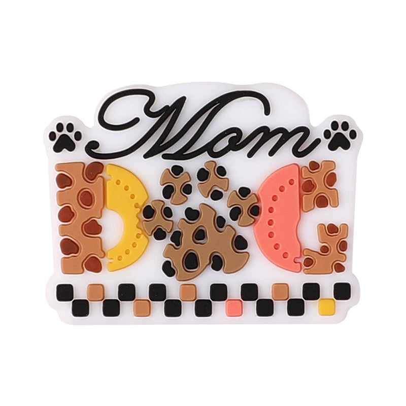 Silicone Focal Beads Dog Mom Leopard Print Paw Patterns 1 pcs 13