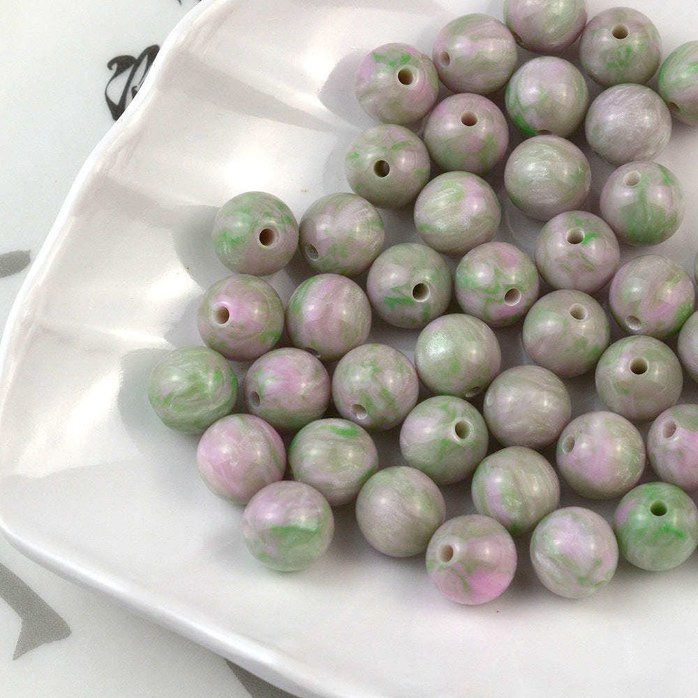 Resin Round Beads 8mm 10mm Starry Lacquer Effect 100pcs 12