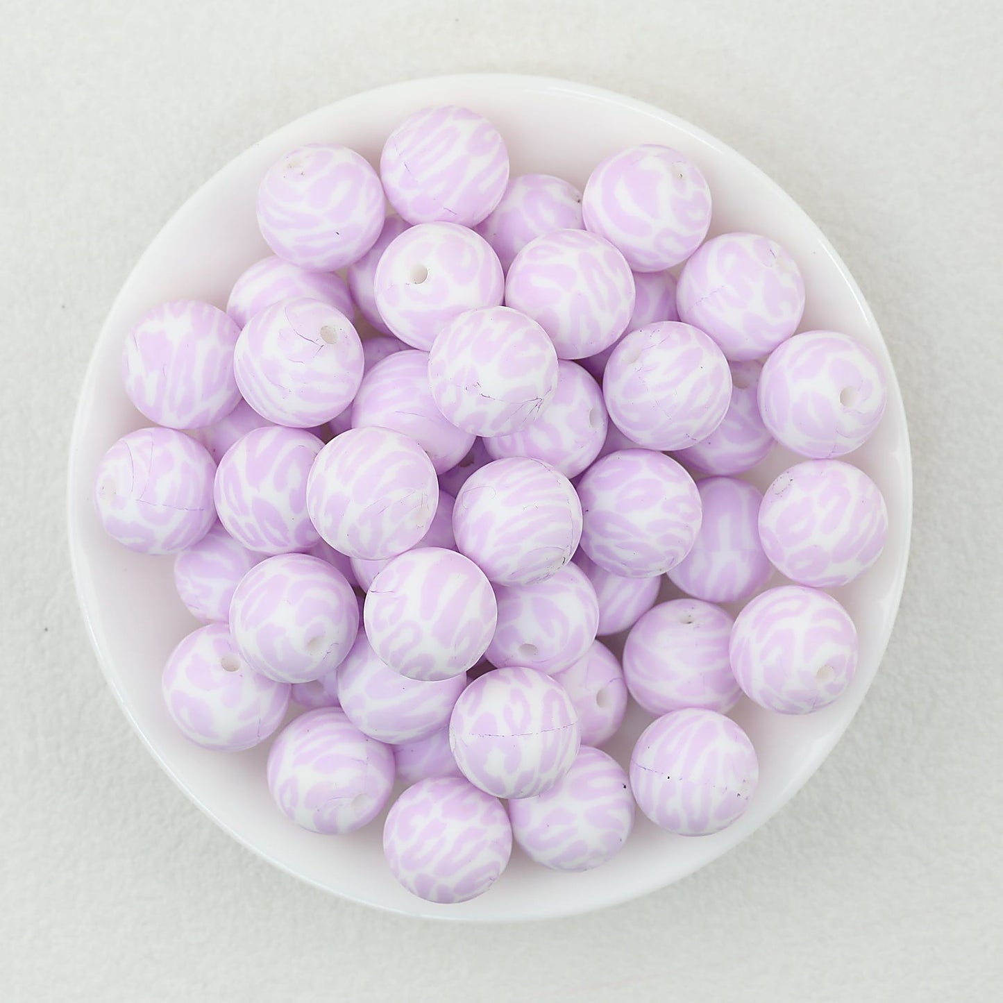 15mm Leopard Print Pattern Silicone Round Beads 50pcs - Purple Leopard
