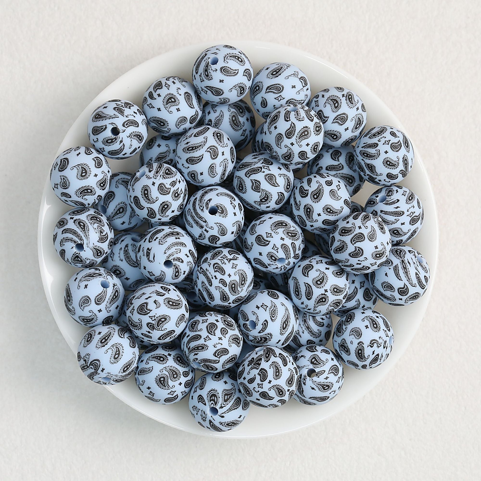 15mm Paisley Pattern Priented Silicone Round Beads 50pcs - Color 4