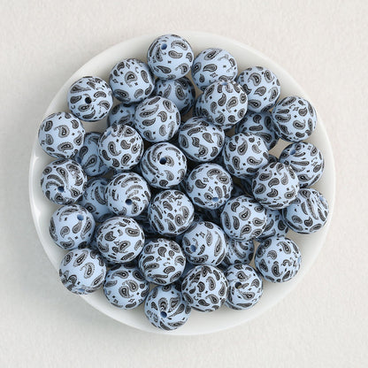 15mm Paisley Pattern Priented Silicone Round Beads 50pcs - Color 4