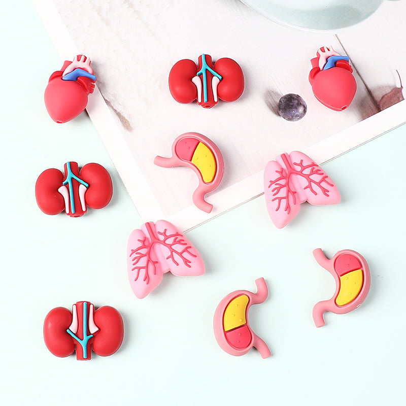 Silicone 3D Focal Beads Cartoon Organs Anatomical Shapes 20pcs 2