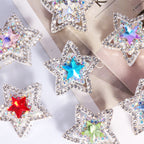 Alloy Double-Sided Five Point Star Beads with Rhinestones 2pcs 2