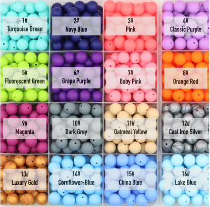 50pcs 15mm Solid Color Round Silicone Beads-32 Colors（1-32） 2