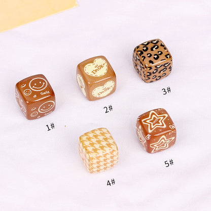 Square Acrylic Beads 14mm Leopard Puppy Pattern 10pcs 6