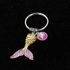 Stainless Steel Gradient Fishtail Animal Keychain Shimmering Scales 6