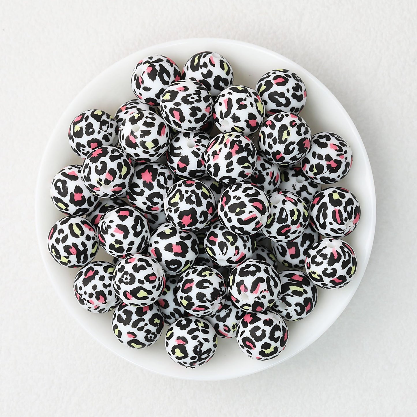 15mm Leopard Pattern Silicone Round Beads 50pcs - Original Leopard