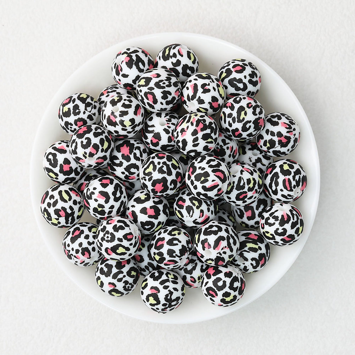 15mm Leopard Pattern Silicone Round Beads 50pcs - Original Leopard