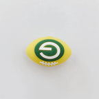 Silicone 3D Focal Beads Rugby Ball Yellow Realistic Stitching 20pcs 2