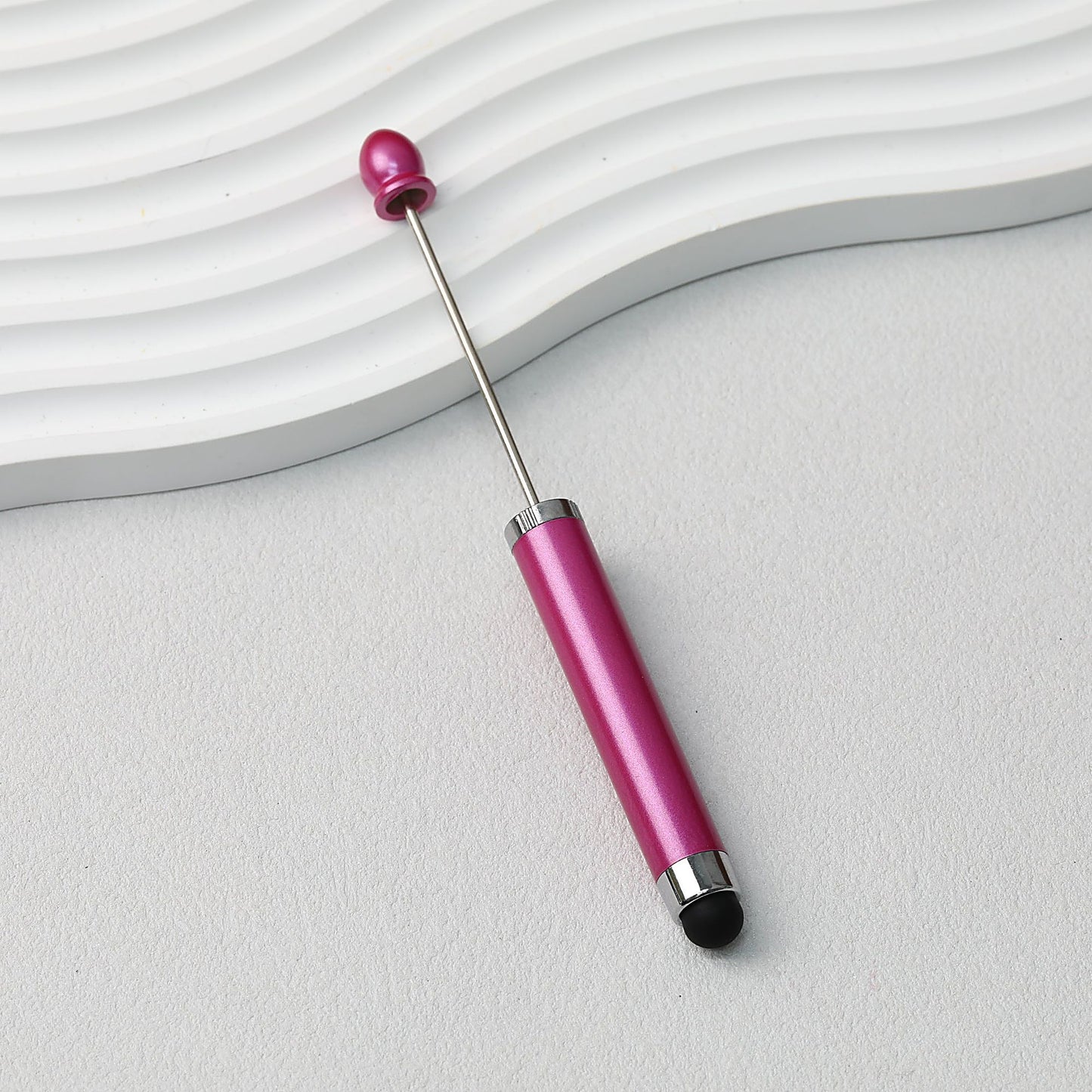 Beadable Stylus Pen Plastic Multi Color 3 in 1 Function - Deep rose