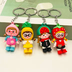 PVC Fruit Girl Keychain Soft Rubber Cartoon Character Charm 4
