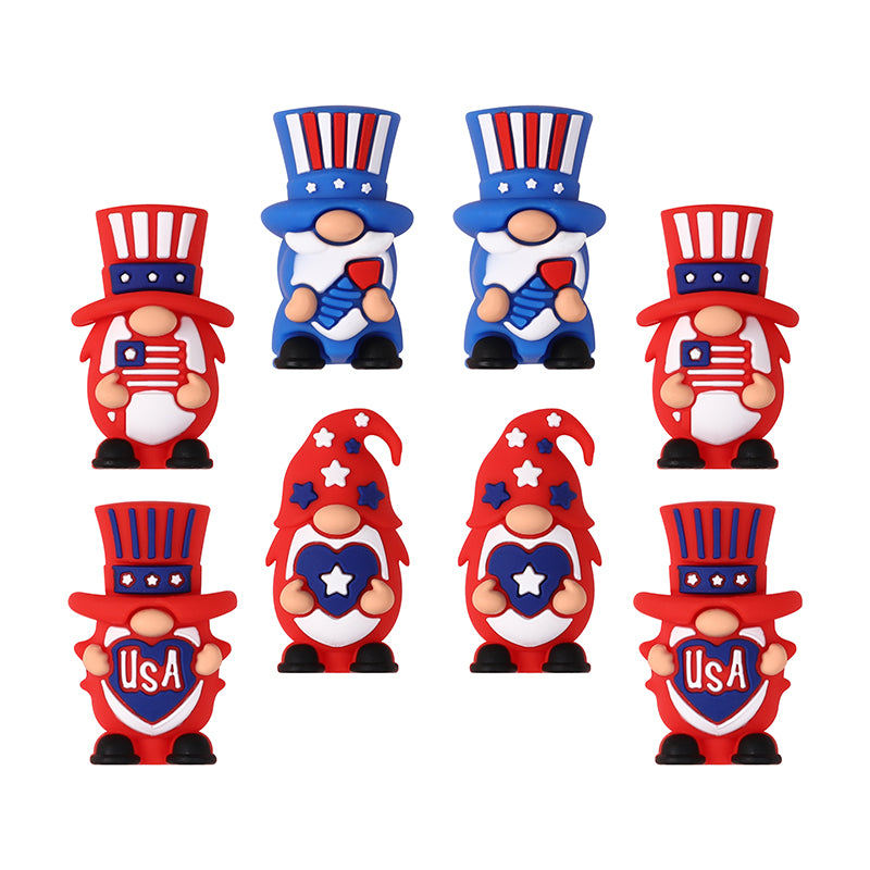 Silicone 3D Focal Beads Independence Day Dwarf USA Text Stars 20pcs 11