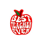 Silicone Focal Beads Teacher Red Apple Lettering 20pcs