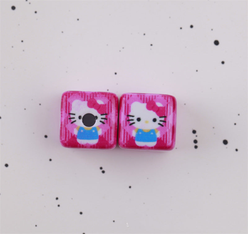 Candy Colored Hello Kitty Square Acrylic Beads 15mm Lively 10pcs 8