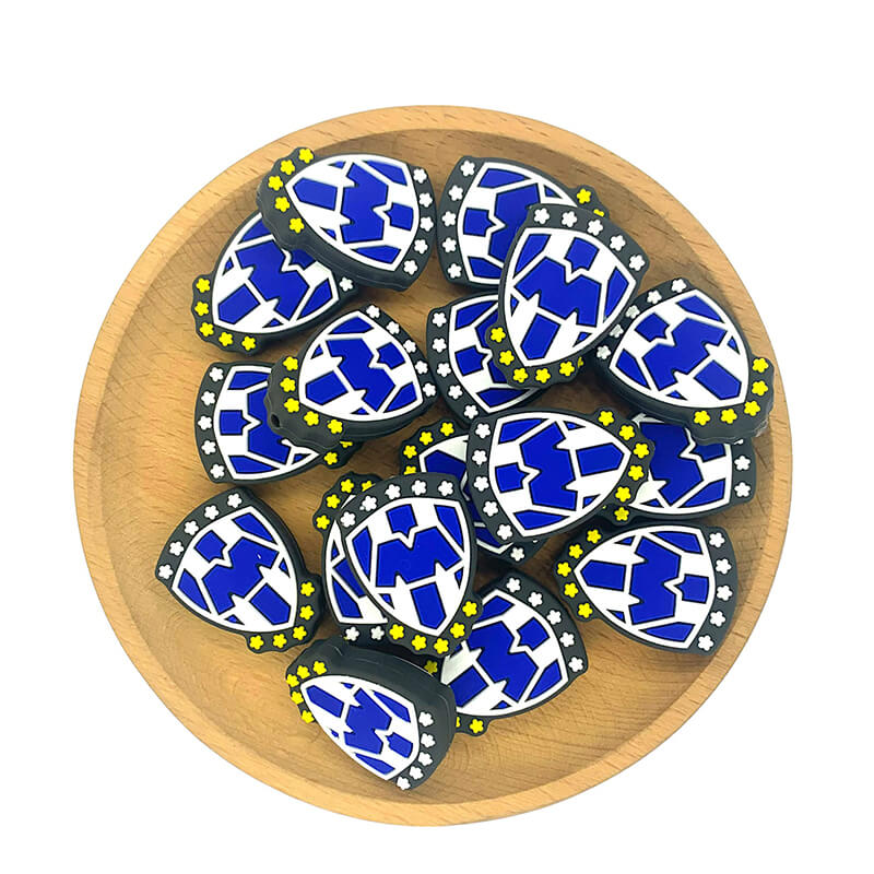 Silicone Focal Beads Club de Futbol Monterrey Blue White Yellow Stars 2