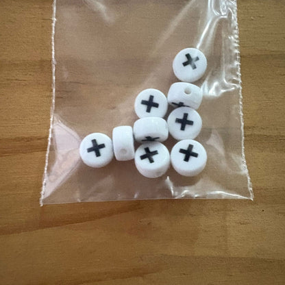 Special Character Flat Acrylic Beads 7mm 10pcs per Pack 15
