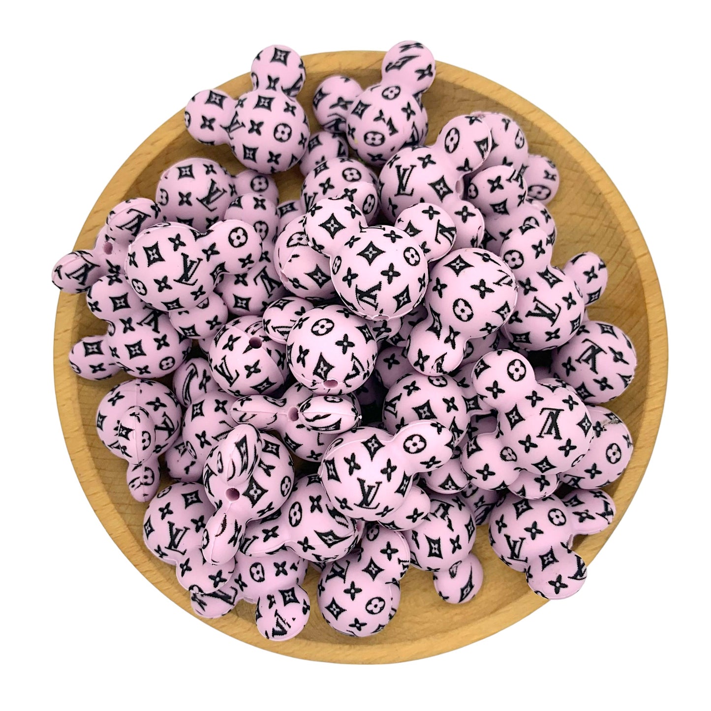 Silicone Focal Beads Mickey Head LV Pattern Printed 20pcs 5