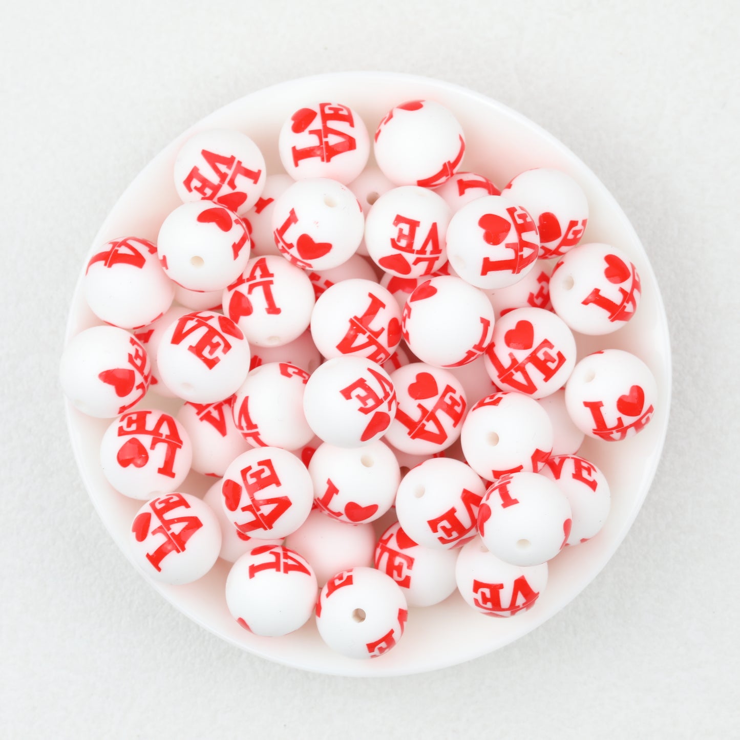 Valentine Theme 15mm Silicone Beads Printed Pattern 50pcs 9