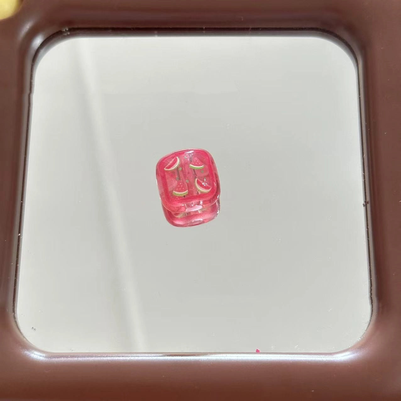 Transparent Square Acrylic Beads 16mm Watermelon Bear Designs 10pcs 6
