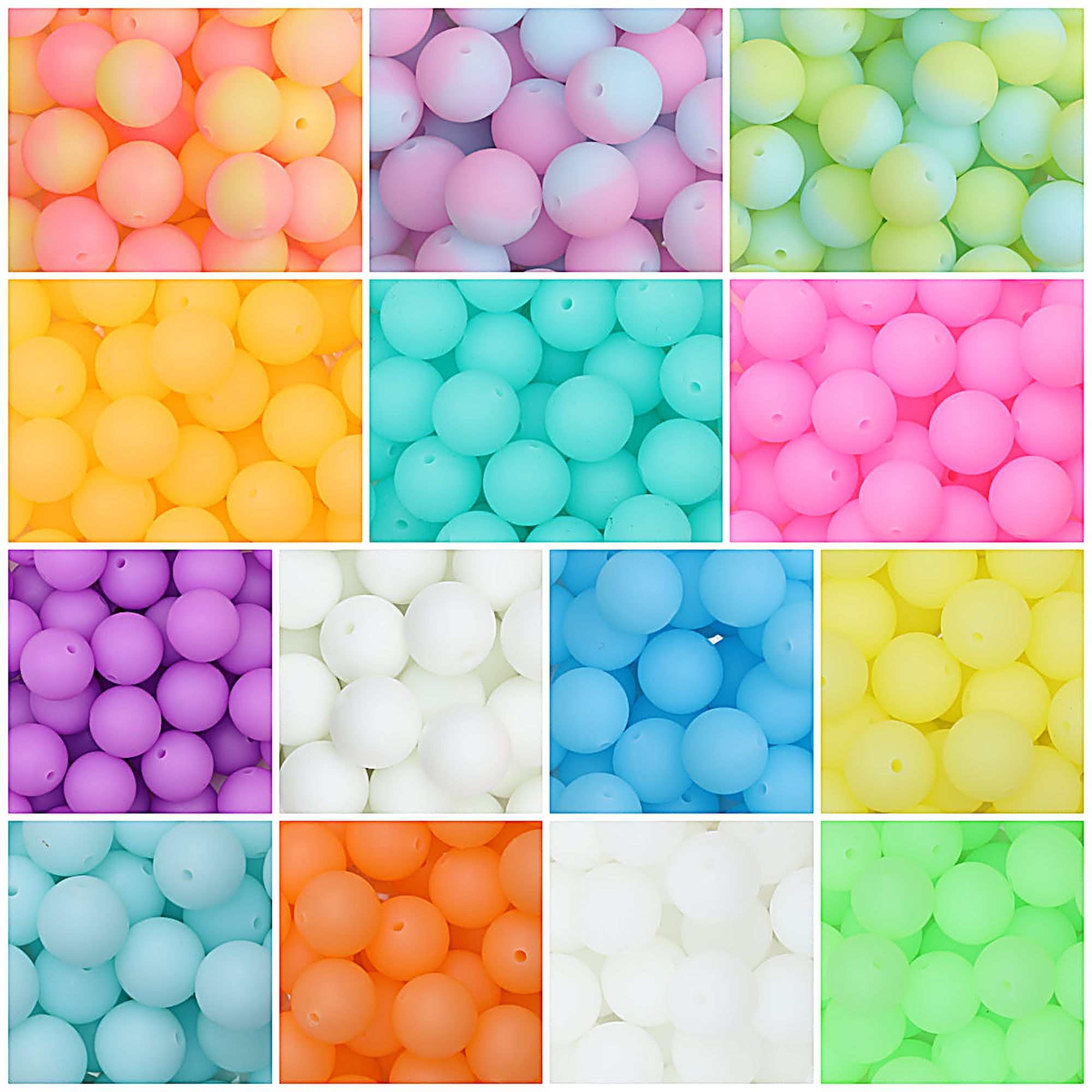 Glow in the Dark 15mm Round Silicone Beads 50pcs
