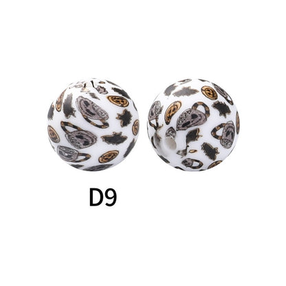 15mm Silicone Beads Rhombus Printed Design 50pcs 19