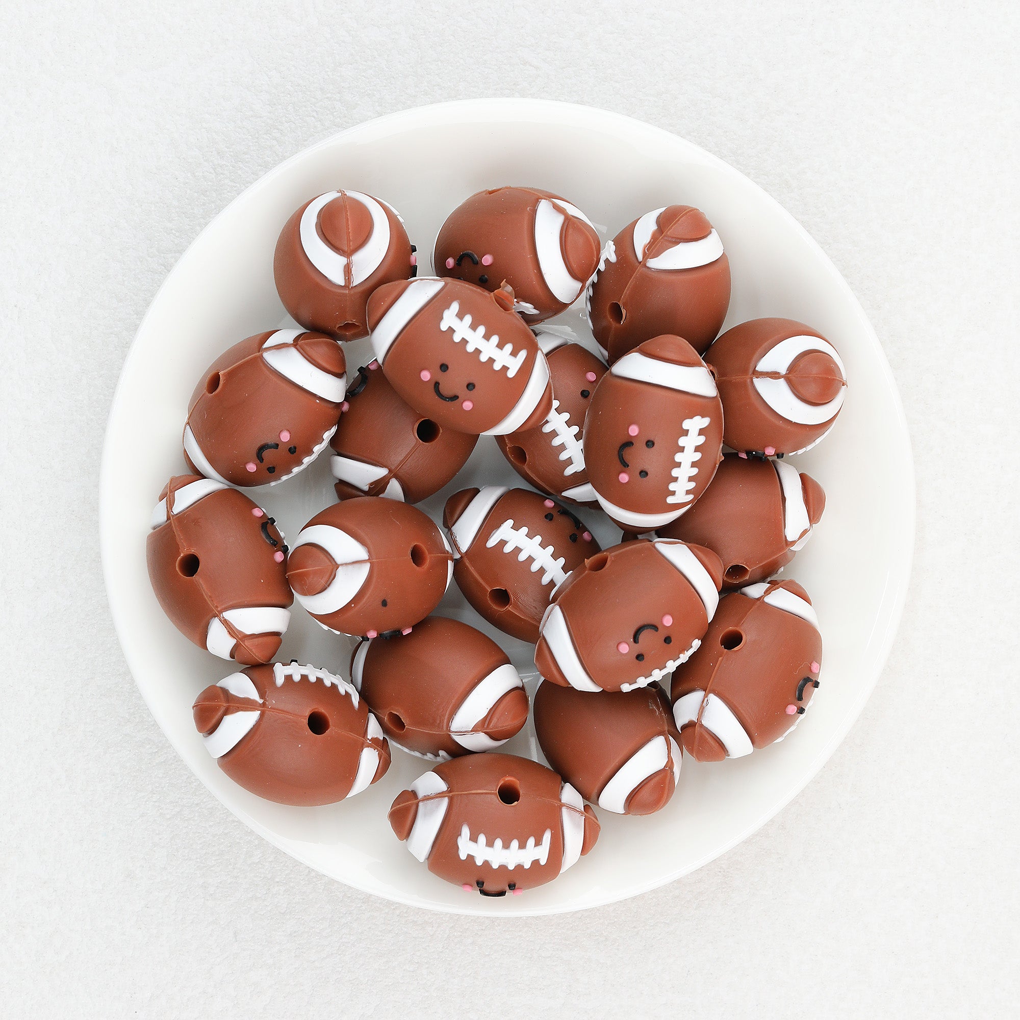 3D Cute Rugby Silicone Focal Beads 20Pcs  2