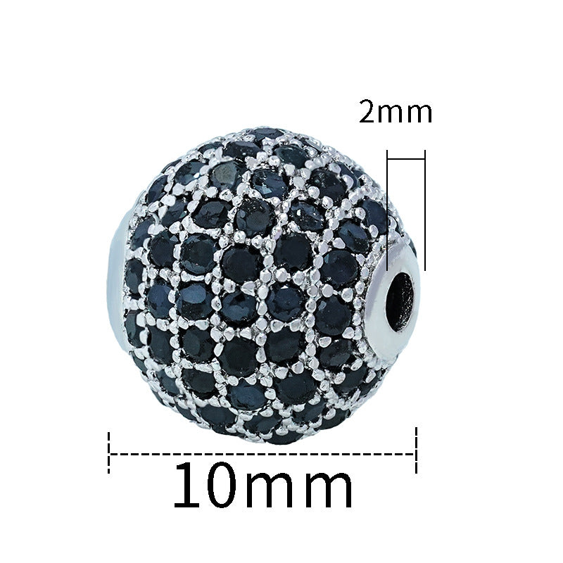Fancy Zirconia Paved Brass Round Beads 6mm 8mm 10mm 30pcs 10