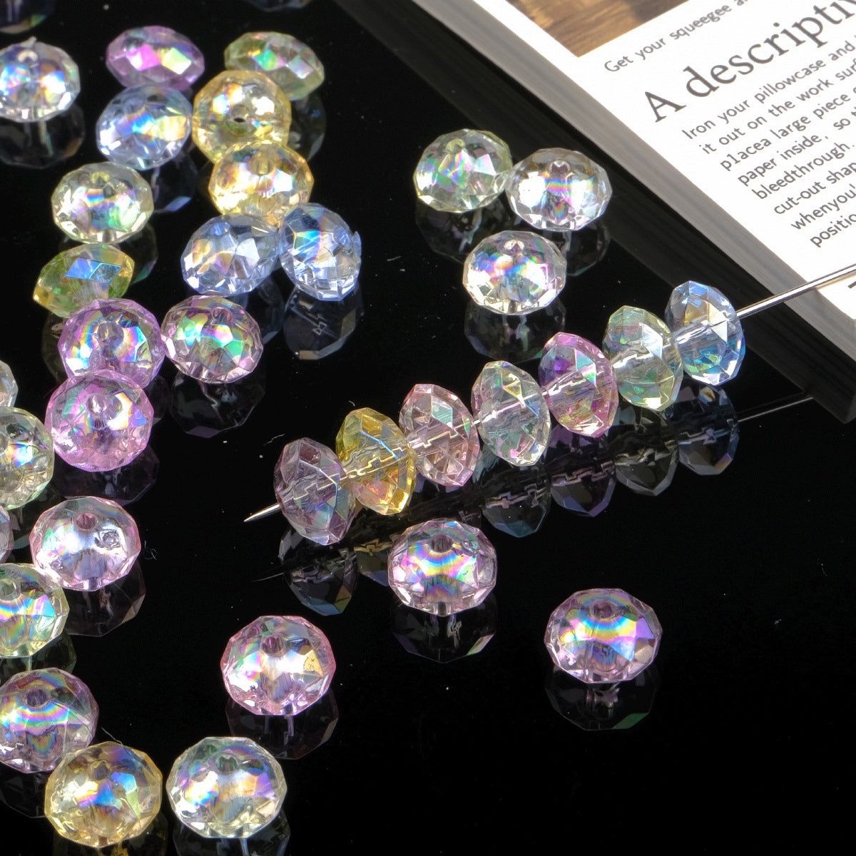 Acrylic Faceted Flat Spacer Beads 8mm Clear Plating 500pcs
