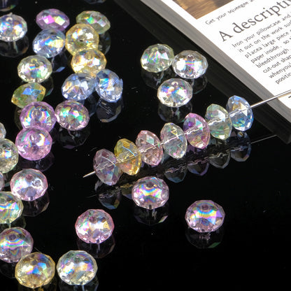 Acrylic Faceted Flat Spacer Beads 8mm Clear Plating 500pcs