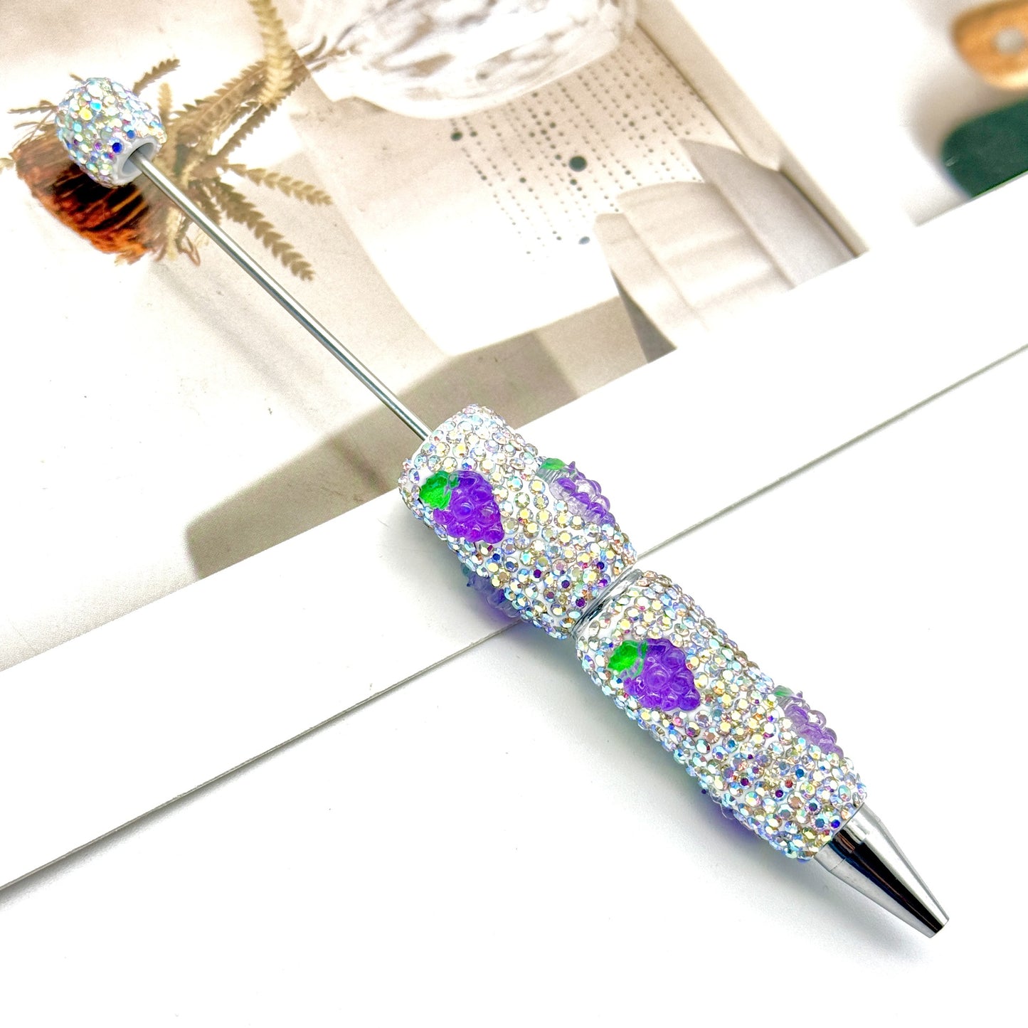 Beadable Pen with Fruit Strawberry Full Rhinestone Design 12