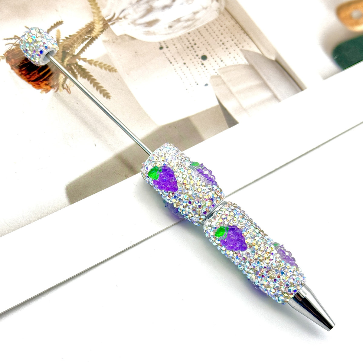 Beadable Pen with Fruit Strawberry Full Rhinestone Design 12