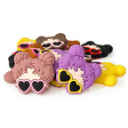 Silicone Focal Beads Glass Girl Double Buns Heart Sunglasses 20pcs 4