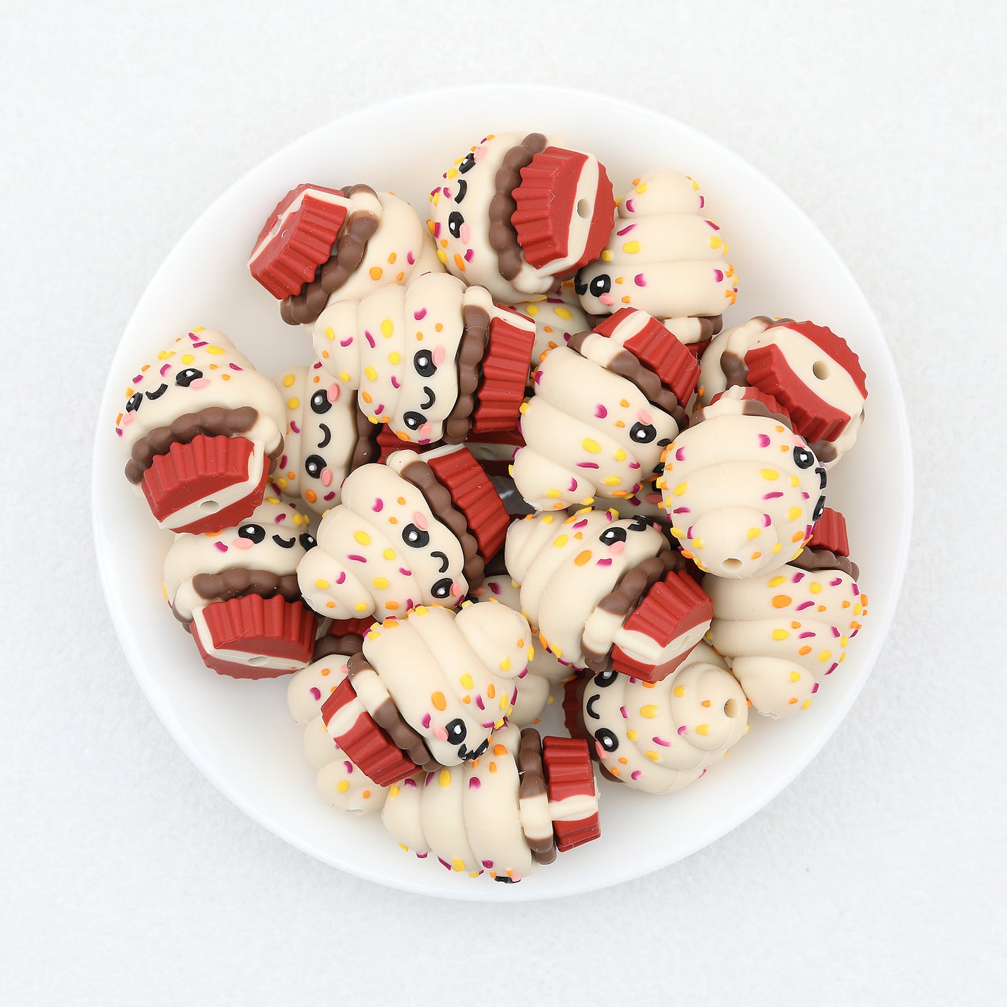 3D Crushed Sugar Cake Cup Focal Beads 20 pcs 8