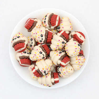 3D Crushed Sugar Cake Cup Focal Beads 20 pcs 8