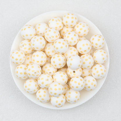 15mm Multicolor Patterned Printed Round Silicone Beads 50pcs - Honeycomb