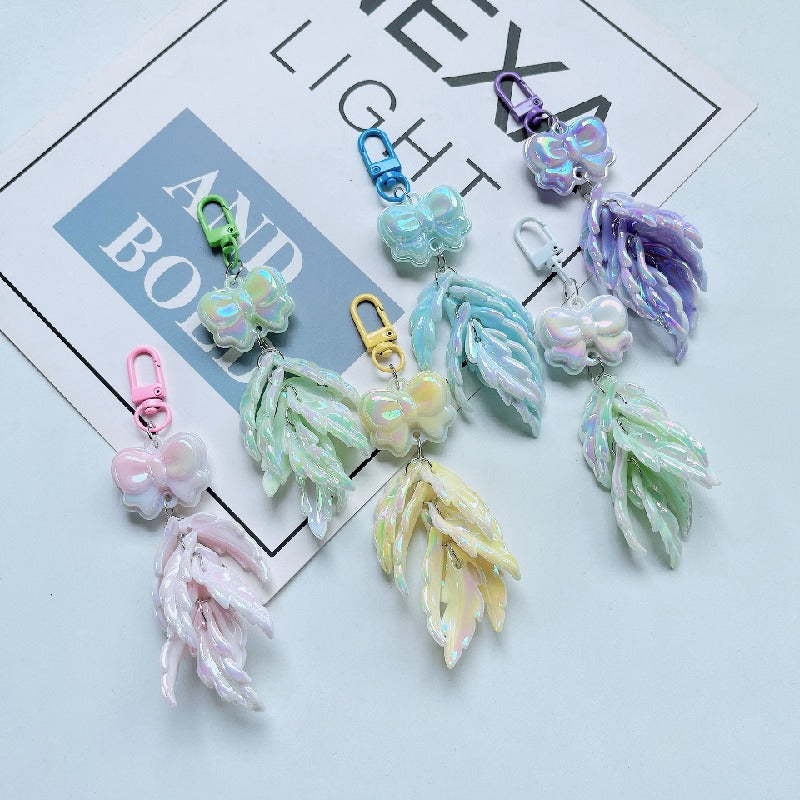 Acrylic Feather Keychain Iridescent Pastel Butterfly Charm