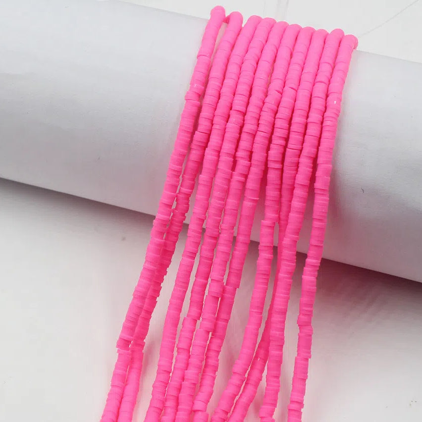 Flat Clay Beads 4mm Solid Color Polymer Disc 10strands 36