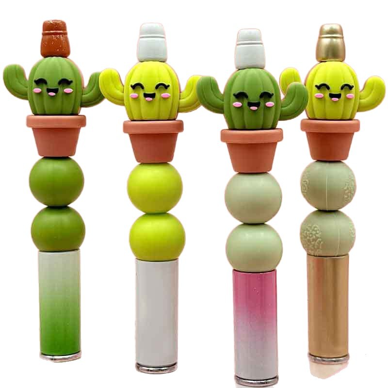 3D Cute Cactus Planter Silicone Focal Beads Green Shades 20pcs 5