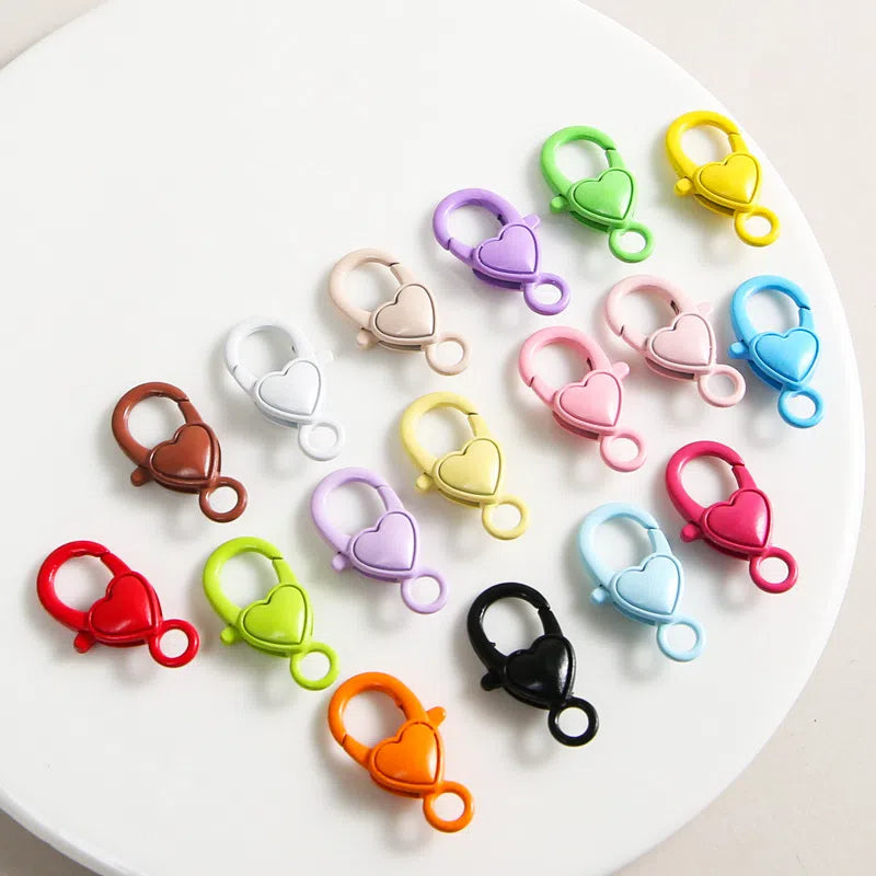 Zinc Alloy Heart Buckle Keychain Clasps 26mm Colorful 20pcs 6