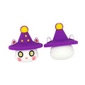 Silicone 3D Focal Beads Halloween White Imp Wearing Purple Witch Hat 20pcs