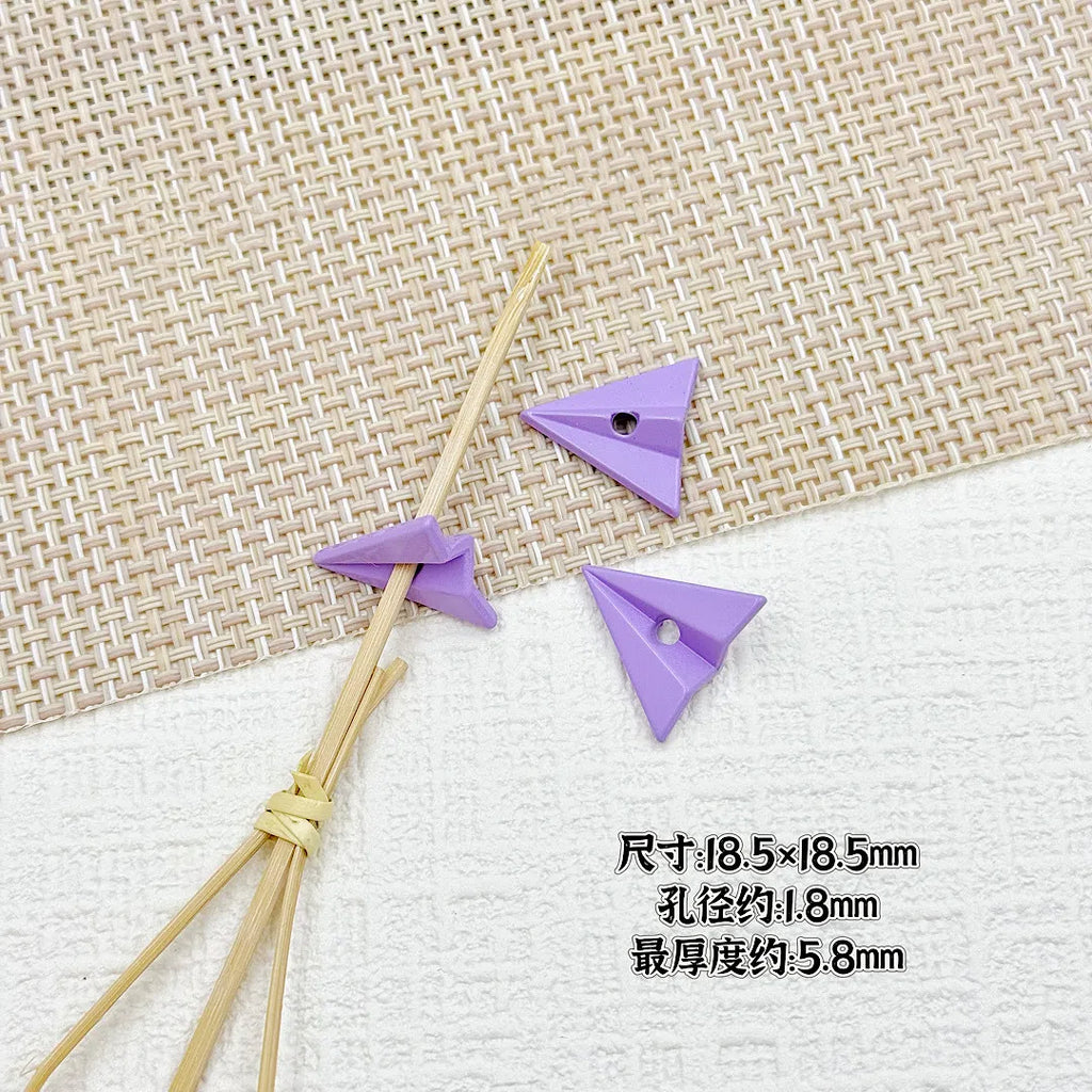 3D Paper Plane Metal Beads 18mm Glossy Spray Painted Alloy 9pcs 7
