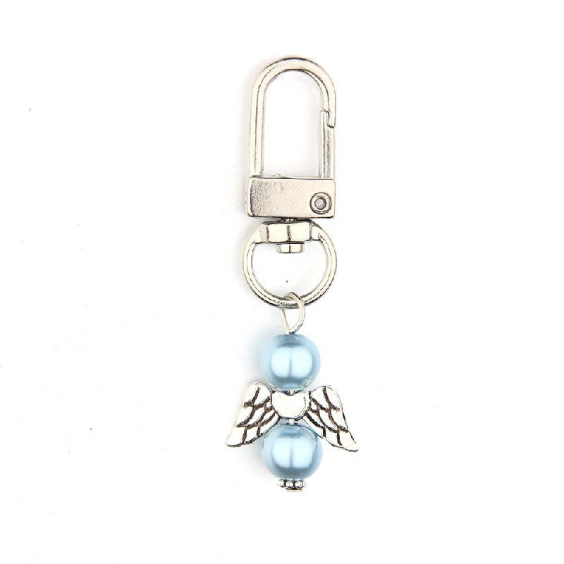 Mini Alloy Baby Love Keychain with Pastel Pearl Beads 10