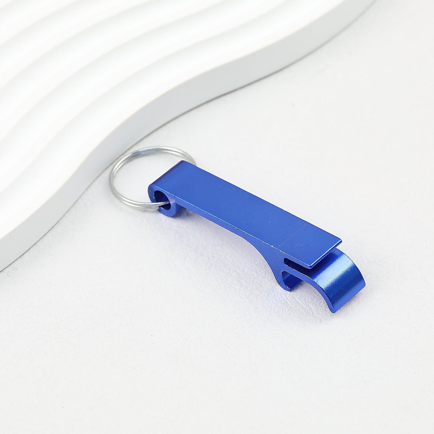 Aluminum Bottle Opener Keychain Slim Durable Lightweight - Blue