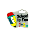 Silicone Focal Beads School Pencil with School Is Fun Text Multicolor 20pcs