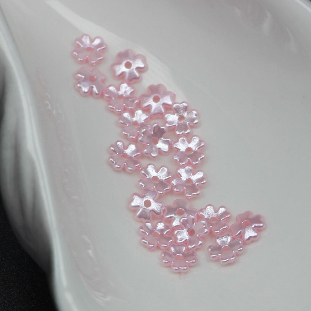 Pearl Four Petal Flower Acrylic Beads 7mm Colored Imitation 100pcs