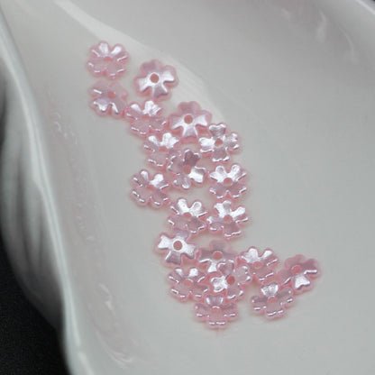 Pearl Four Petal Flower Acrylic Beads 7mm Colored Imitation 100pcs
