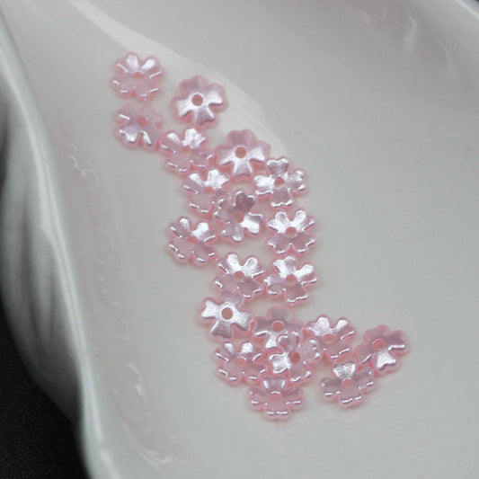 Pearl Four Petal Flower Acrylic Beads 7mm Colored Imitation 100pcs