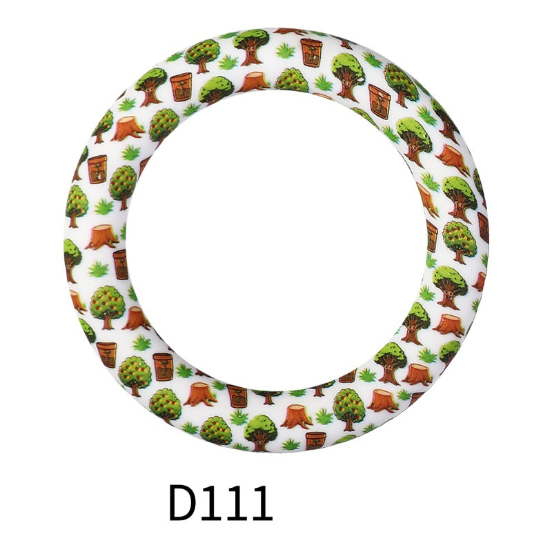 65mm Printed Round Silicone Rings Colorful Patterned
