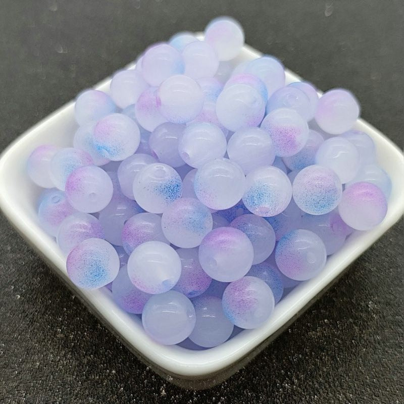 Dual Color Round Glass Beads 8mm Gradient Painted 100pcs 19